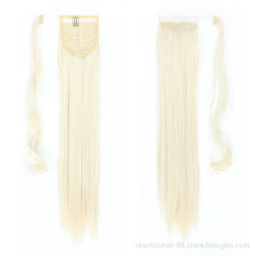 Hot Sale Product Ombre Color Detachable Ponytail Hairpiece Wrap Around Private Label Straight Ponytail Extensions Synthetic Hair